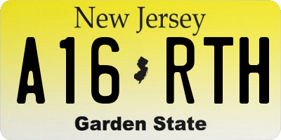 NJ license plate A16RTH