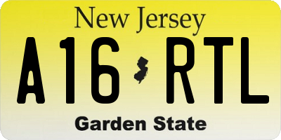 NJ license plate A16RTL