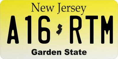 NJ license plate A16RTM