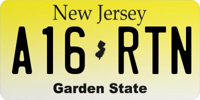 NJ license plate A16RTN
