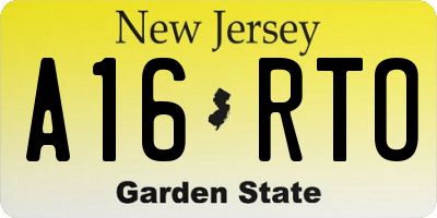 NJ license plate A16RTO