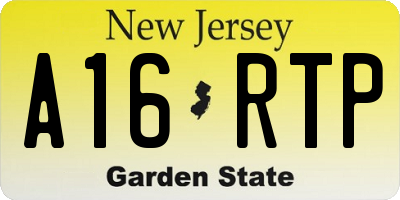 NJ license plate A16RTP