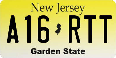 NJ license plate A16RTT