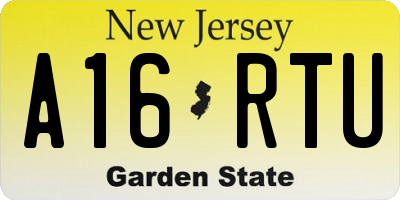 NJ license plate A16RTU