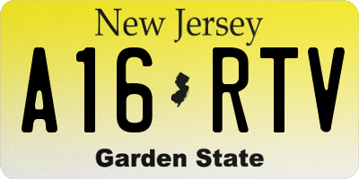 NJ license plate A16RTV