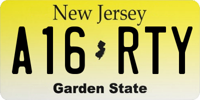 NJ license plate A16RTY
