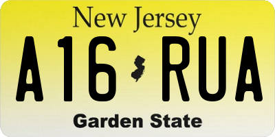 NJ license plate A16RUA