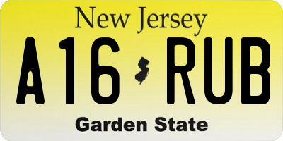 NJ license plate A16RUB