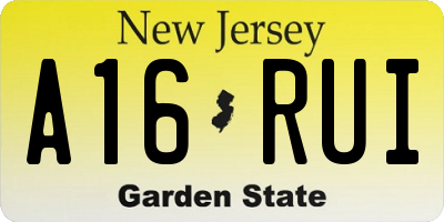 NJ license plate A16RUI