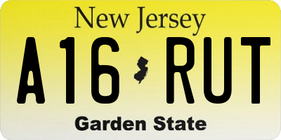 NJ license plate A16RUT