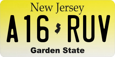 NJ license plate A16RUV