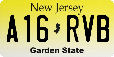 NJ license plate A16RVB