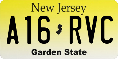 NJ license plate A16RVC