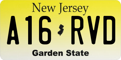 NJ license plate A16RVD