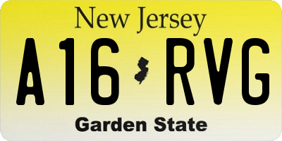 NJ license plate A16RVG