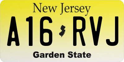 NJ license plate A16RVJ