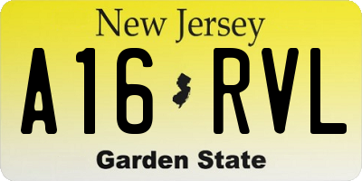 NJ license plate A16RVL