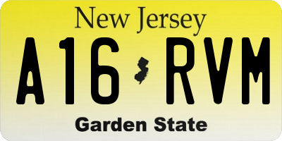NJ license plate A16RVM