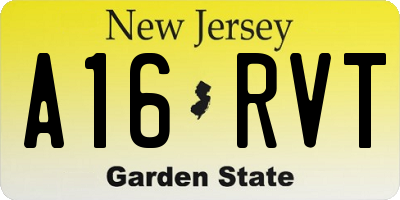 NJ license plate A16RVT