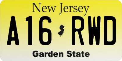 NJ license plate A16RWD