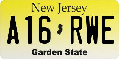 NJ license plate A16RWE