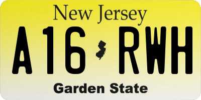 NJ license plate A16RWH