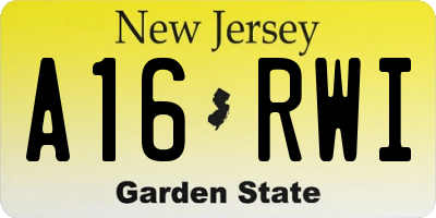 NJ license plate A16RWI