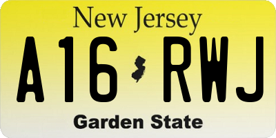 NJ license plate A16RWJ