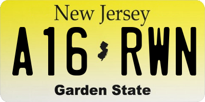 NJ license plate A16RWN