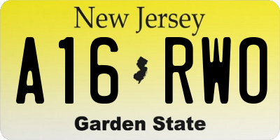 NJ license plate A16RWO