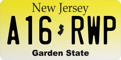 NJ license plate A16RWP