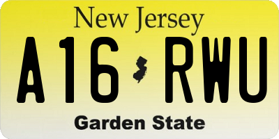 NJ license plate A16RWU