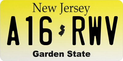 NJ license plate A16RWV