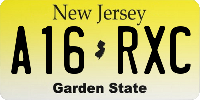 NJ license plate A16RXC