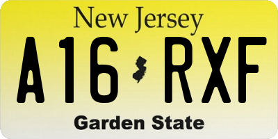 NJ license plate A16RXF