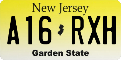NJ license plate A16RXH