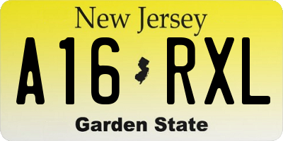 NJ license plate A16RXL