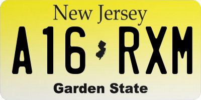 NJ license plate A16RXM