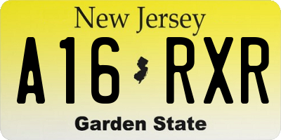 NJ license plate A16RXR