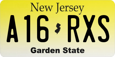 NJ license plate A16RXS