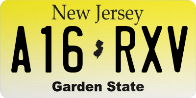 NJ license plate A16RXV