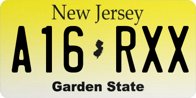 NJ license plate A16RXX