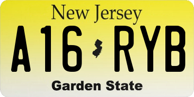 NJ license plate A16RYB