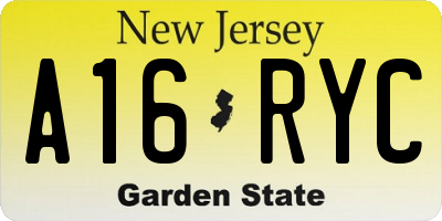 NJ license plate A16RYC