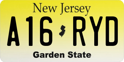 NJ license plate A16RYD
