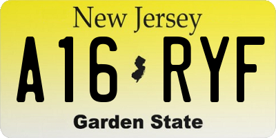 NJ license plate A16RYF