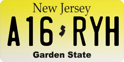 NJ license plate A16RYH