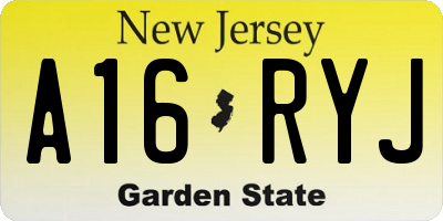 NJ license plate A16RYJ