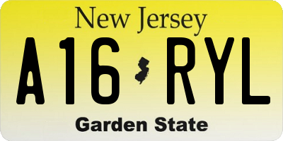 NJ license plate A16RYL