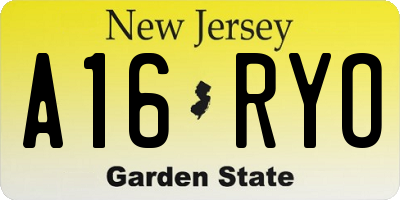 NJ license plate A16RYO